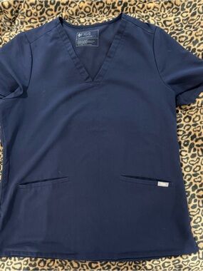 Figs Navy V-Neck Medical Scrub Top